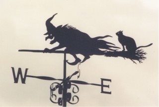 Flying Witch with cat weather vane