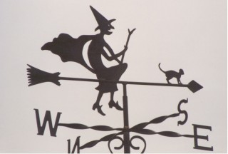 Witch on arrow weather vane