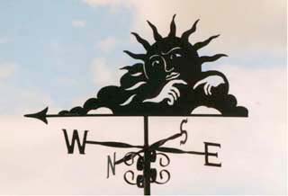 thoughtful sun weather vane