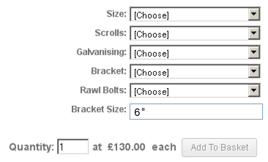 weathervane size and optional extras