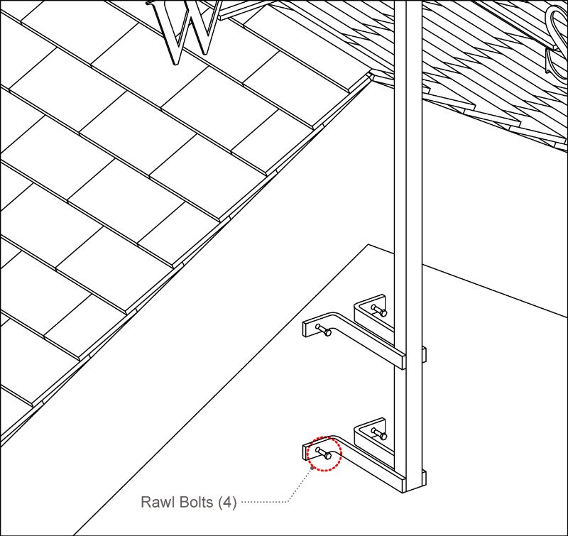 rawl bolts for fixing gable end and chimney weathervane brackets